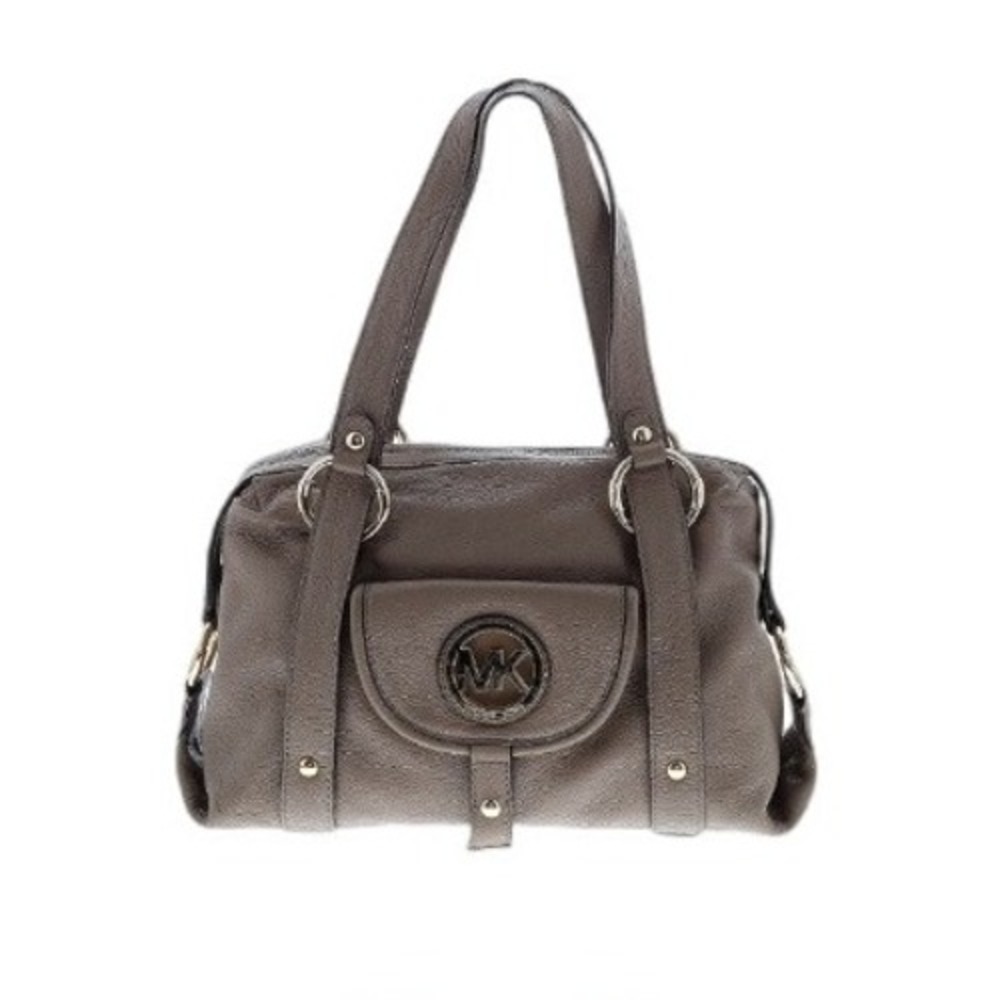 MICHAEL Michael Kors Leather Shoulder Bag Gray Tan‎ Classic